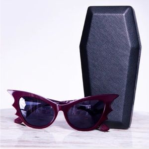 Vamp Batwing Sunglasses in Oxblood Red